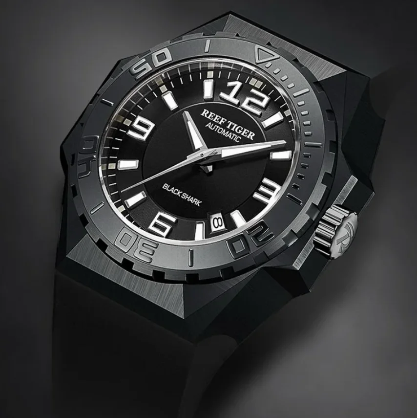 

Мужские автоматические часы Reef Tiger, 43 мм, механические наручные часы для дайвинга, водонепроницаемые, 10ATM, сапфировое стекло, C3 Luminous