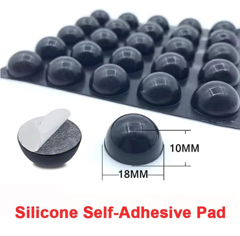 Black/White 16mm 18mm 20mm Self Adhesive Anti Slip Silicone Furniture Bumper Pads Hemisphere Rubber Feet Pads Shock Absorber view 2