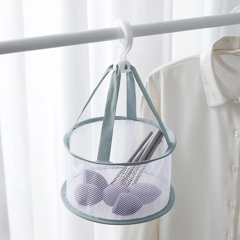 Clothes Drying Net Mini Underwear Socks Hanging Basket Dustproof Windproof Cosmetic Sponge Puff Brush Drying Net Laundry Storage