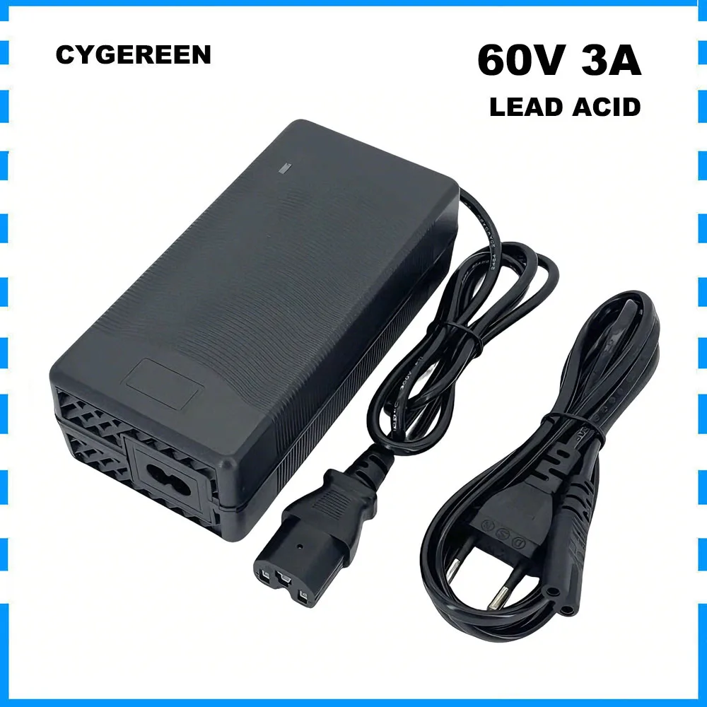60V 3A Blei-Säure-Ladegerät 60 Volt 20AH Wartungsfreies Blei-Säure-Batterie-Schnellladegerät mit Lüfter 72V Ausgang IEC C13 Anschluss