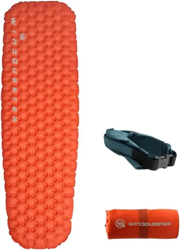 Inflatable Backpack Sleeping Pad 4 Season R-Value 7.5 | Lightweight Camping Mattress, Durable Waterproof Nylon, Compact Backpack