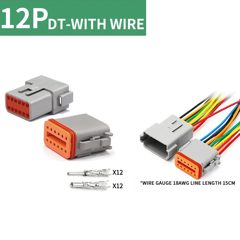 

5/10/100 Sets Deutsch Type Connector Male Female Waterproof DT Connectors 12-Pin Dt04-12p Dt06-12s ,Sealable,12 Position