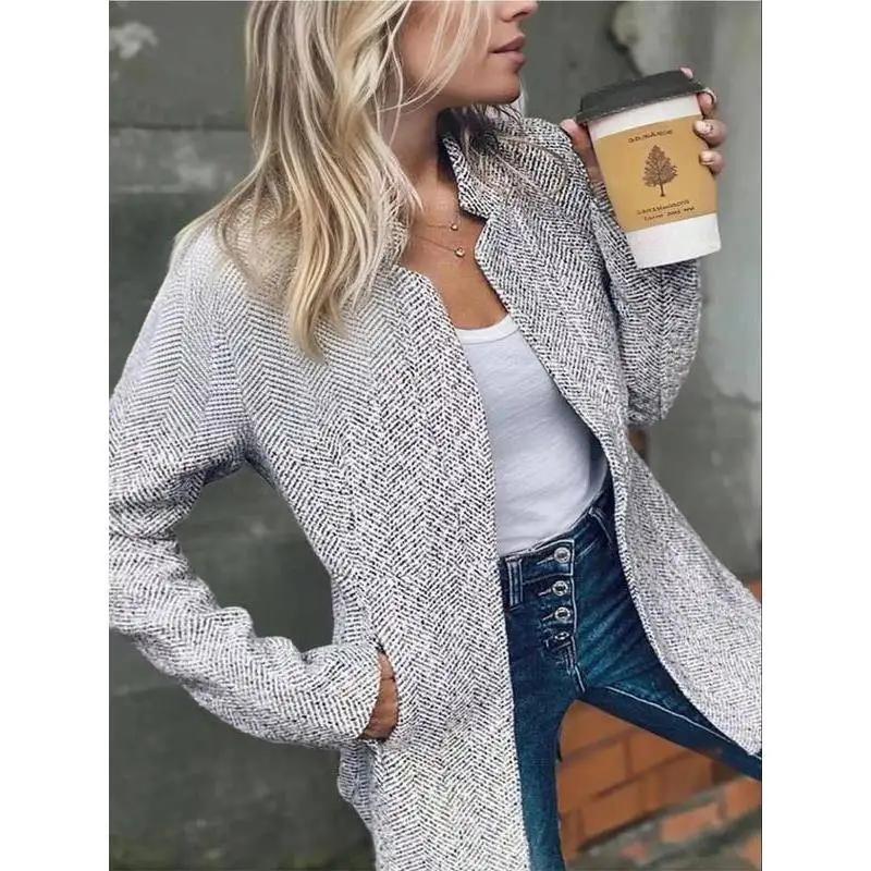 Thick Woolen Street Coat  Collar Ultra-Short Length Medium Thickness Spring Season Women's Fashion Trendy Style No Sleeve