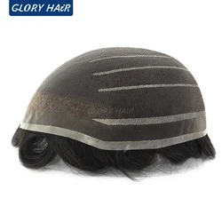 Gloryhair Welded Lace Men's Capillary Prosthesis Lace Indian Human Men Toupee Hair Man Indian Human Hair Wigs Dropshipping