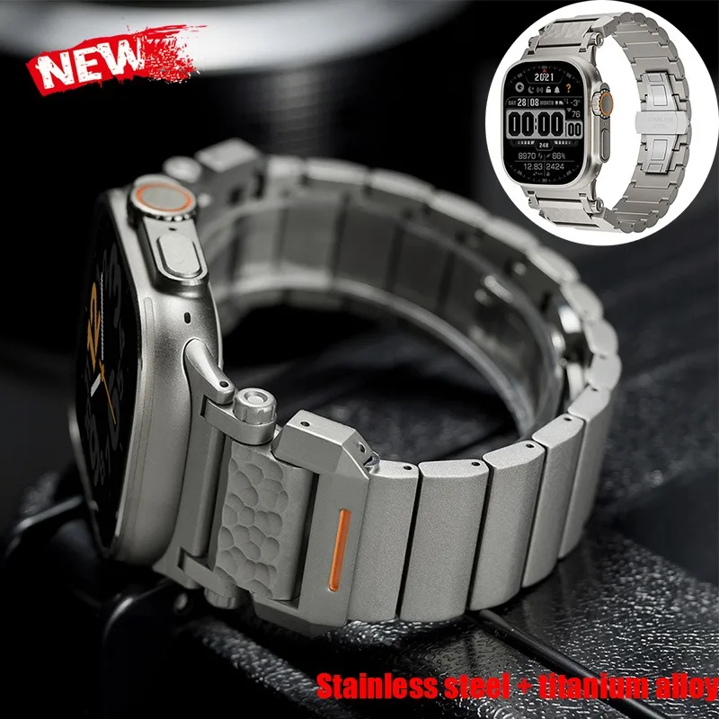 

Деловой мужской ремешок для Apple Watch Ultra 3/2/1 49 мм серии 11 10 9 8 7 6 Титановый металлический ремешок для iWatch 46 мм 45 мм 44 мм Correa