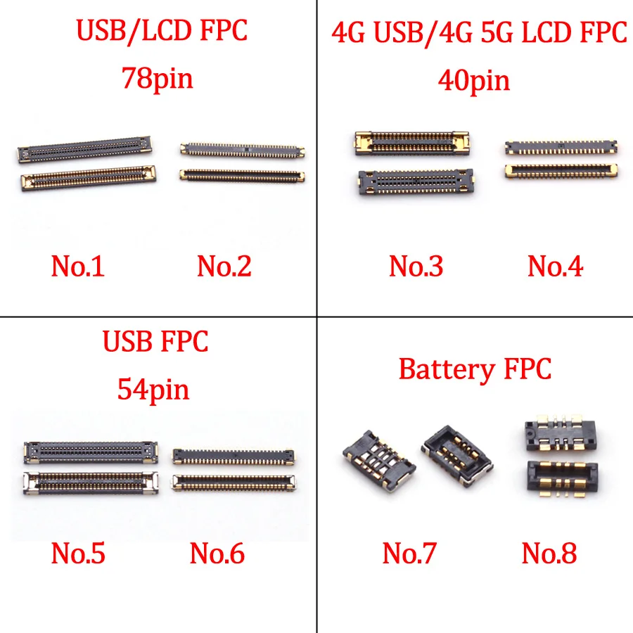 2pcs 54 40 78Pin LCD Display Screen FPC Connector For Samsung Galaxy A82 A826 A52 5G A526B 4G A525F A72 A725F USB Charging Port