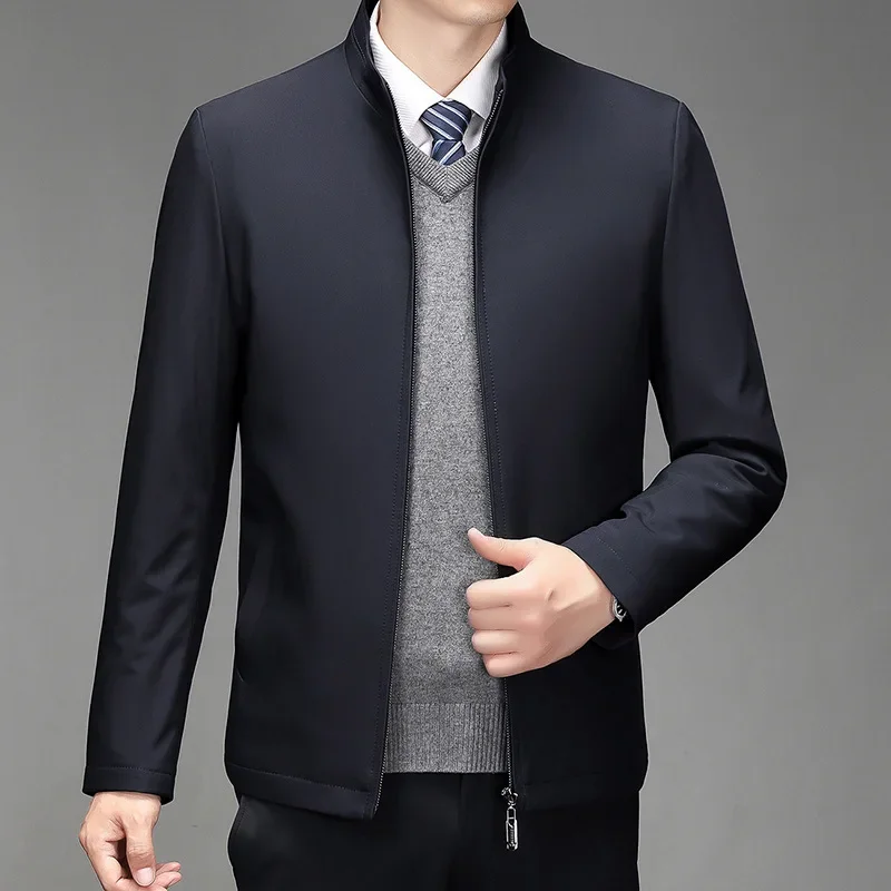 Chaqueta de plumón con cuello levantado para hombre, chaqueta informal de negocios, invierno, 2024