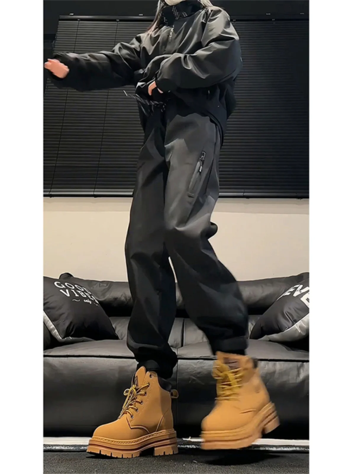 

Thiened Fce Autumn Winter American Sle Outdoor Mountain Climbing Trousers Men's Casual Pants with Boots