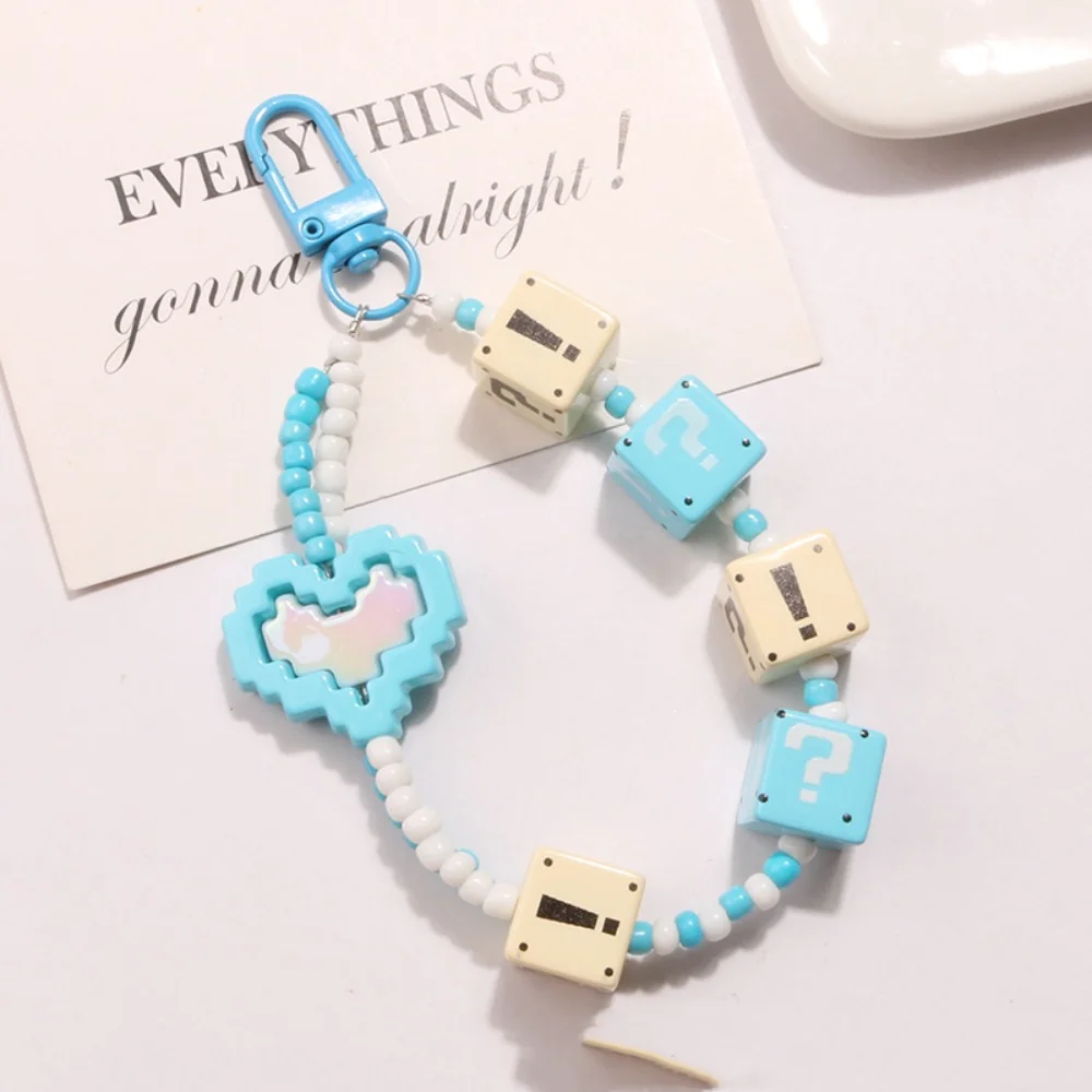 سلسلة مفاتيح لتزيين غطاء سماعة الأذن ، علامة استفهام ، كتلة بناء ، لون خالص ، أكريليك ، ملون ، ملحقات حبات الأرز