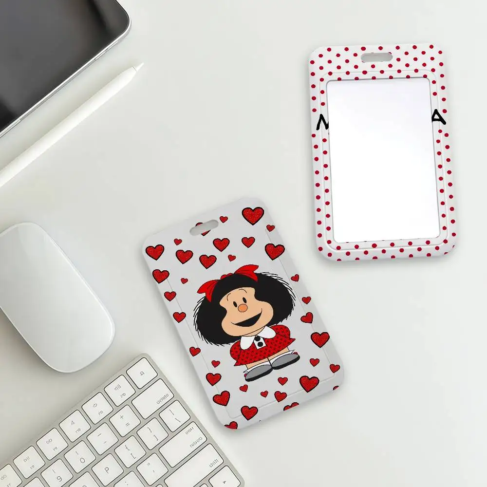 Mafalda Cartoon Cute Card Holder Student Campus Meal Cards Public Transport Subway Cardcase
