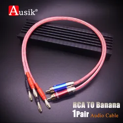 A099 1Pair HIFI RCA To Banana 4N OFC Speaker Cable Audio Cable / 0.5m 1m 1.5m 2m 3m 5m
