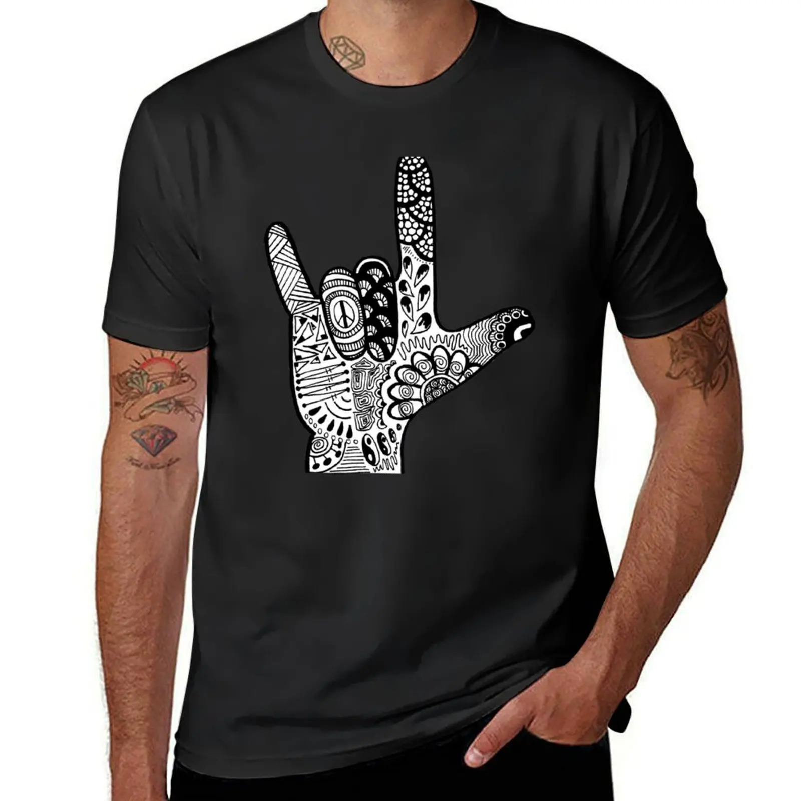 ASL Love Sign Language Hand T-Shirt anime for a boy t shirts for men pack