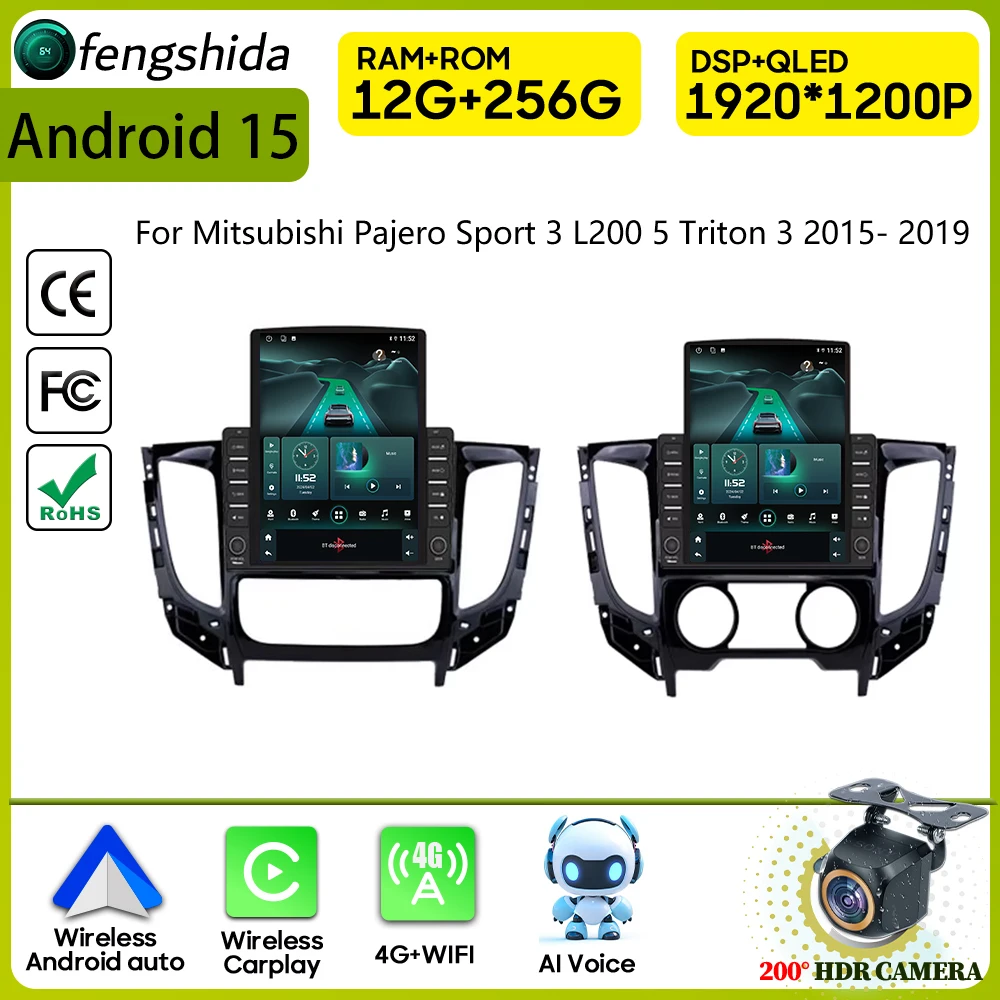 

Автомобильный радиоприемник Carplay 9,7 дюйма для Mitsubishi Pajero Sport 3 L200 5 Triton 3 2015-2019 навигация GPS Android Auto 5G Wi-Fi без 2din