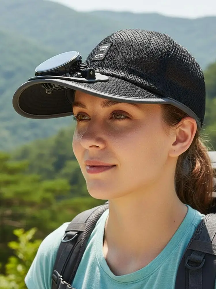 AliExpress NONE Breathable Sunhat with Solar Fan Sun Block Baseball Hat with Solar Fan USB Charging Fan Outdoor Sunhats Sunscreen Sunshade Hats