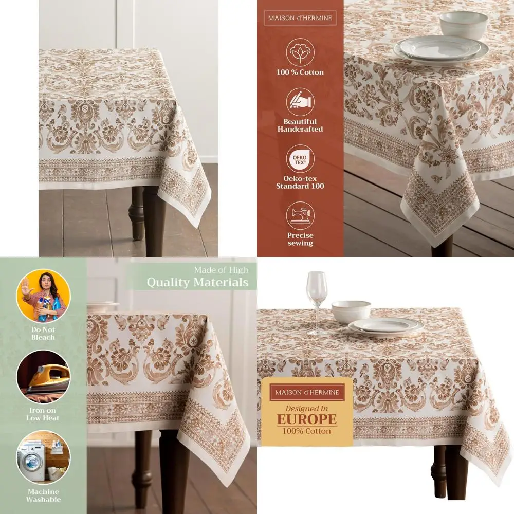

100% Cotton 60x108 Rectangle Tablecloth for Fall, Thanksgiving, Christmas, and Everyday Use (Allure)