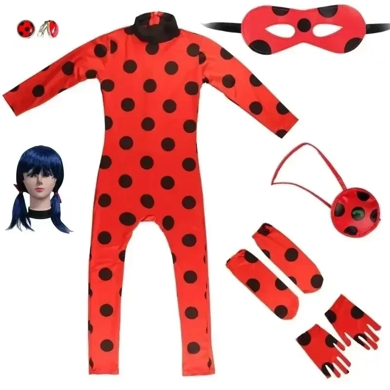 Kerst Kind R Red Bug Kostuum Meisjes Dress Up Jumpsuit Masker Tas Easter Marinetteing Cosplay Kostuums Party Kleine Kever Pakken