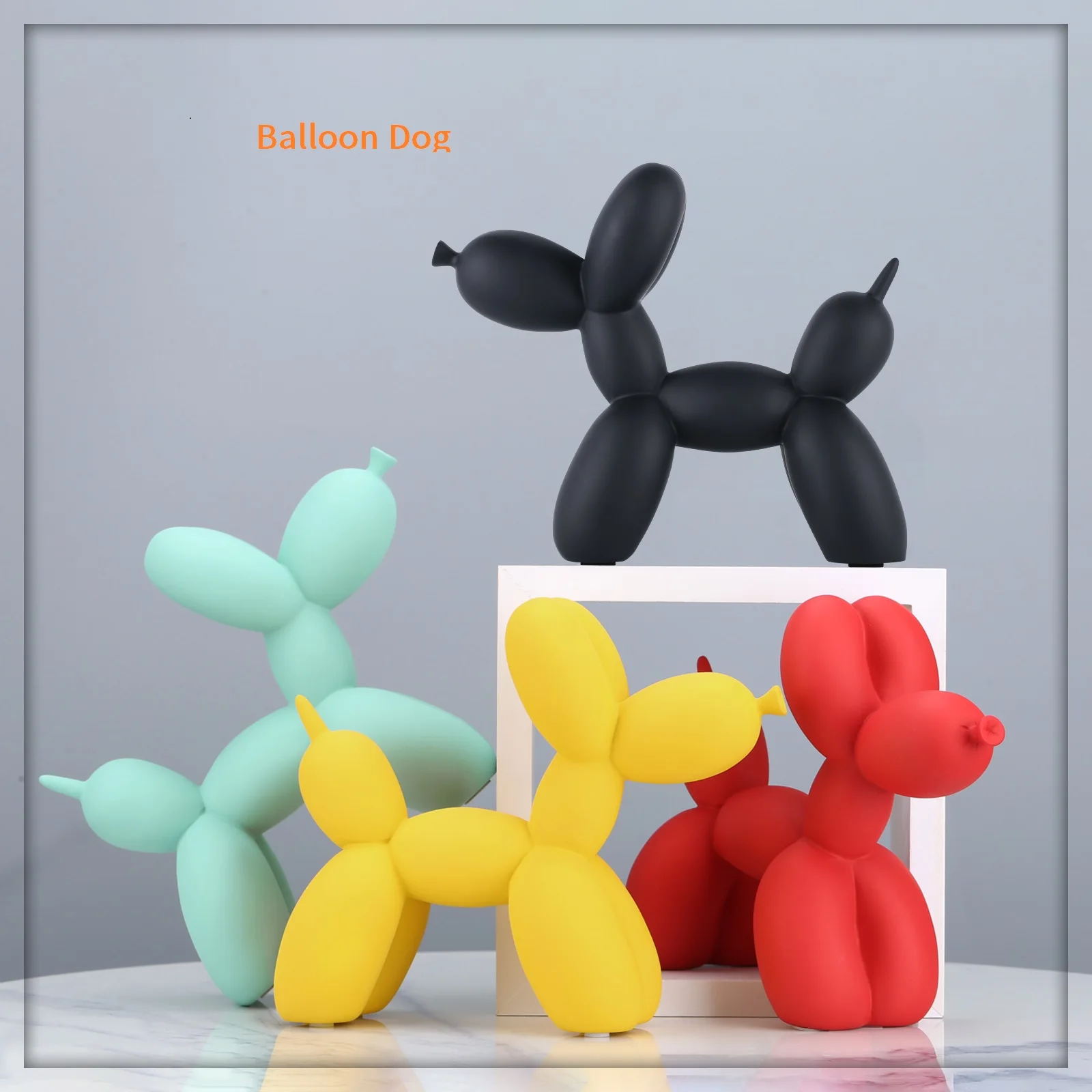 1pc Matte Balloon Dog Resin Sculpture Modern Nordic Home Decor Animal Figurine Living Room Bedroom Desktop Ornament Perfect Gift