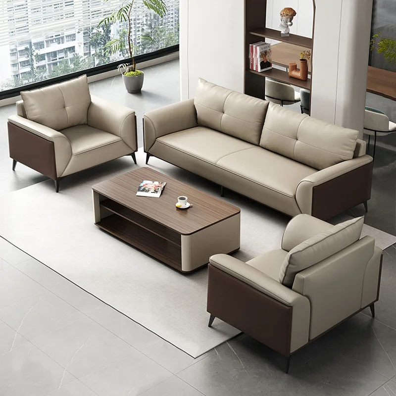 Office sofa Business reception Simple modern boss space High-end meeting area Leisure leather office sofa