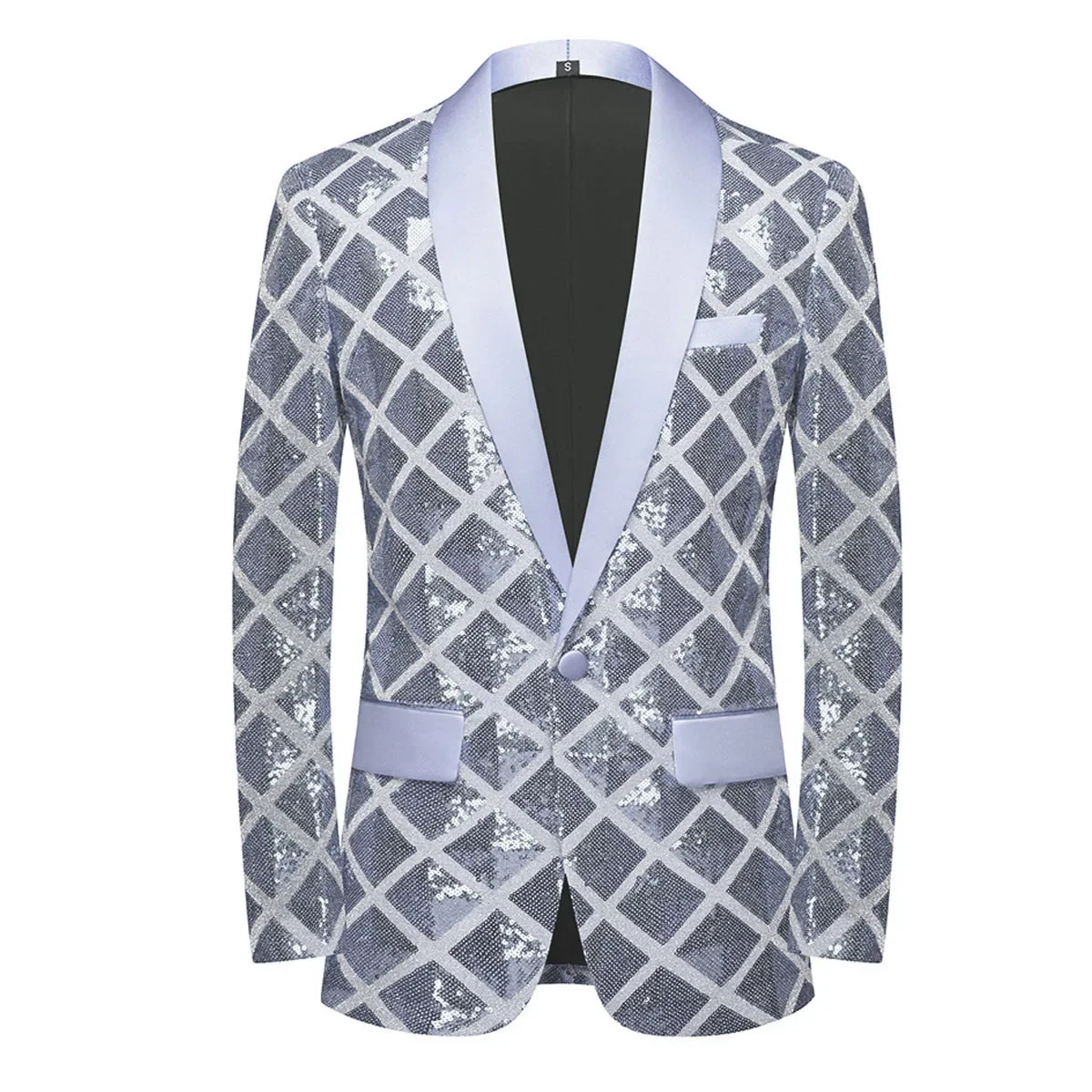 Blazer à paillettes bleues pour hommes, tenue de travail élégante, manteau de bureau, robe de Rh