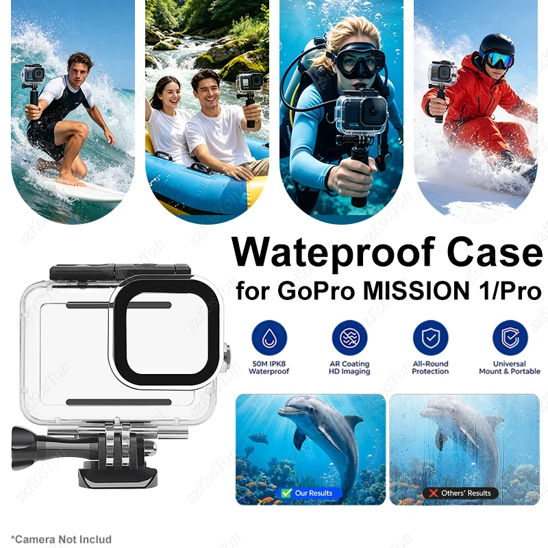 60 m wasserdichtes Gehäuse für GoPro MISSION 1/Pro, Unterwasser-Tauchgehäuse, Tauchabdeckung für GoPro MISSION 1/Pro, Zubehör