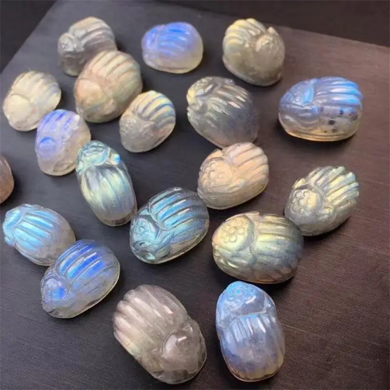 5PCS Natural Grey Moon Stone Fox Carving Making For Pendant Earring Bracelet Jewelry Gift DIY Accessories 13-16MM