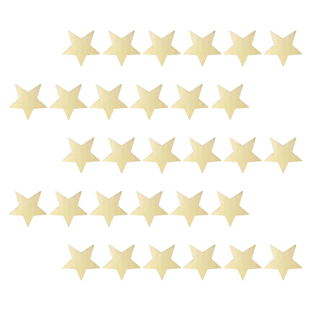 

30pcs Wooden Chip Unfinished Five-Pointed Star Blank Slices For Diy Craft Painting Writing Dyeing Projects Handicraft Accessory