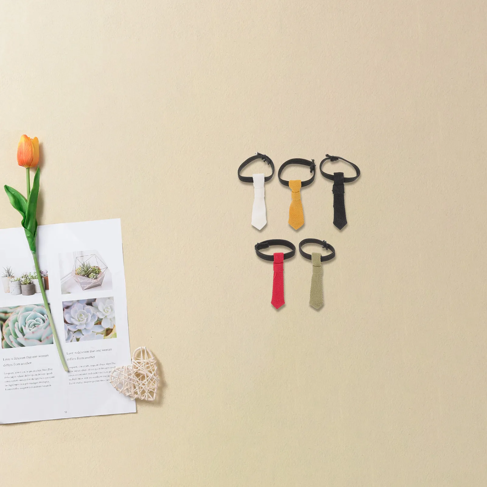 5 pezzi di accessori BJD, mini cravatte, accessori in tessuto in miniatura, set per vestire per casa delle bambole, gioco di ruolo