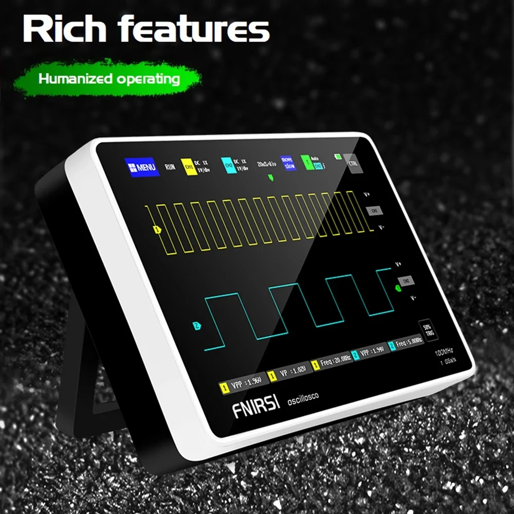 FNIRSI-1013D Digital Oscilloscope Tablet Osciloscopio Dual Channel 100MHz Bandwidth 1GS Sampling Rate Mini Digital Oscilloscopes