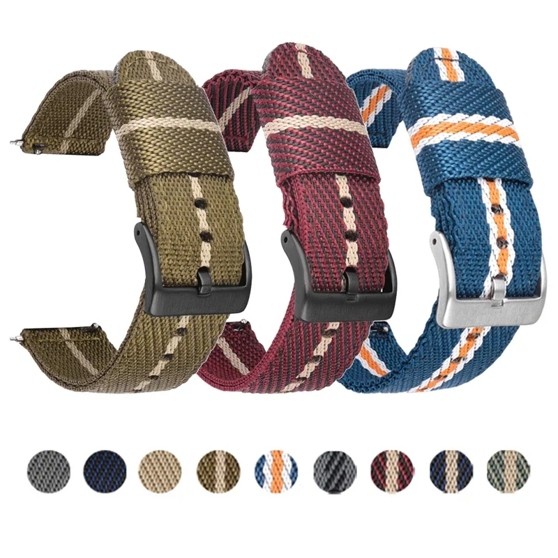 18mm 20mm 22mm 24mm Nylon Weave Strap for Seiko Omega Men Women Sport Quick Release Bracelet  or Huawei Samsung Smart Watch Band