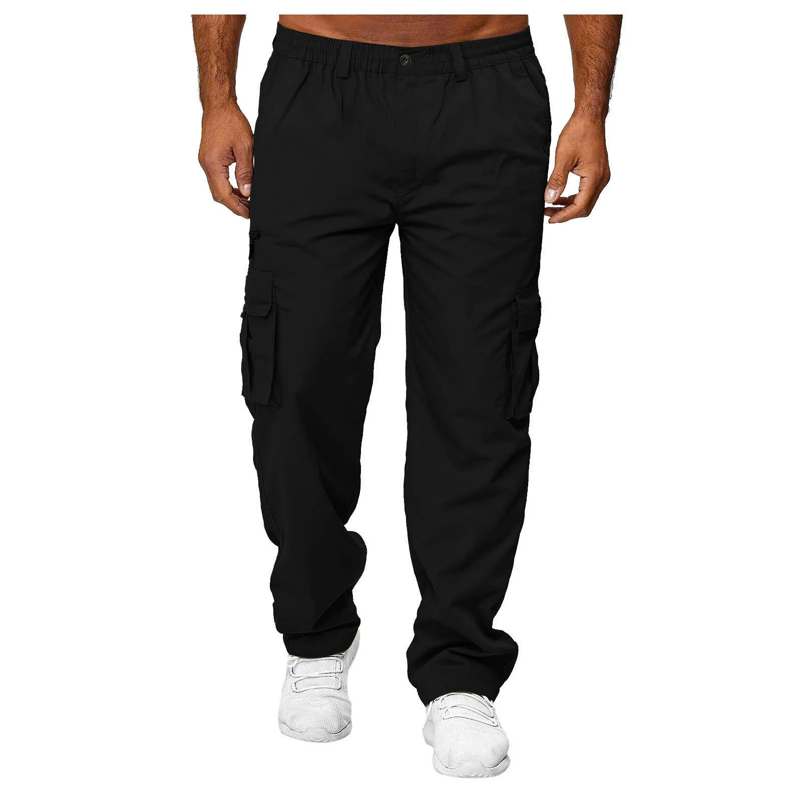 Pantalon Cargo pour Homme, Fermeture Éclair à lèvent, Taille Ajustée, FJM, Décontracté, Multi-Poches, Droit, dehors, Extérieur, Été