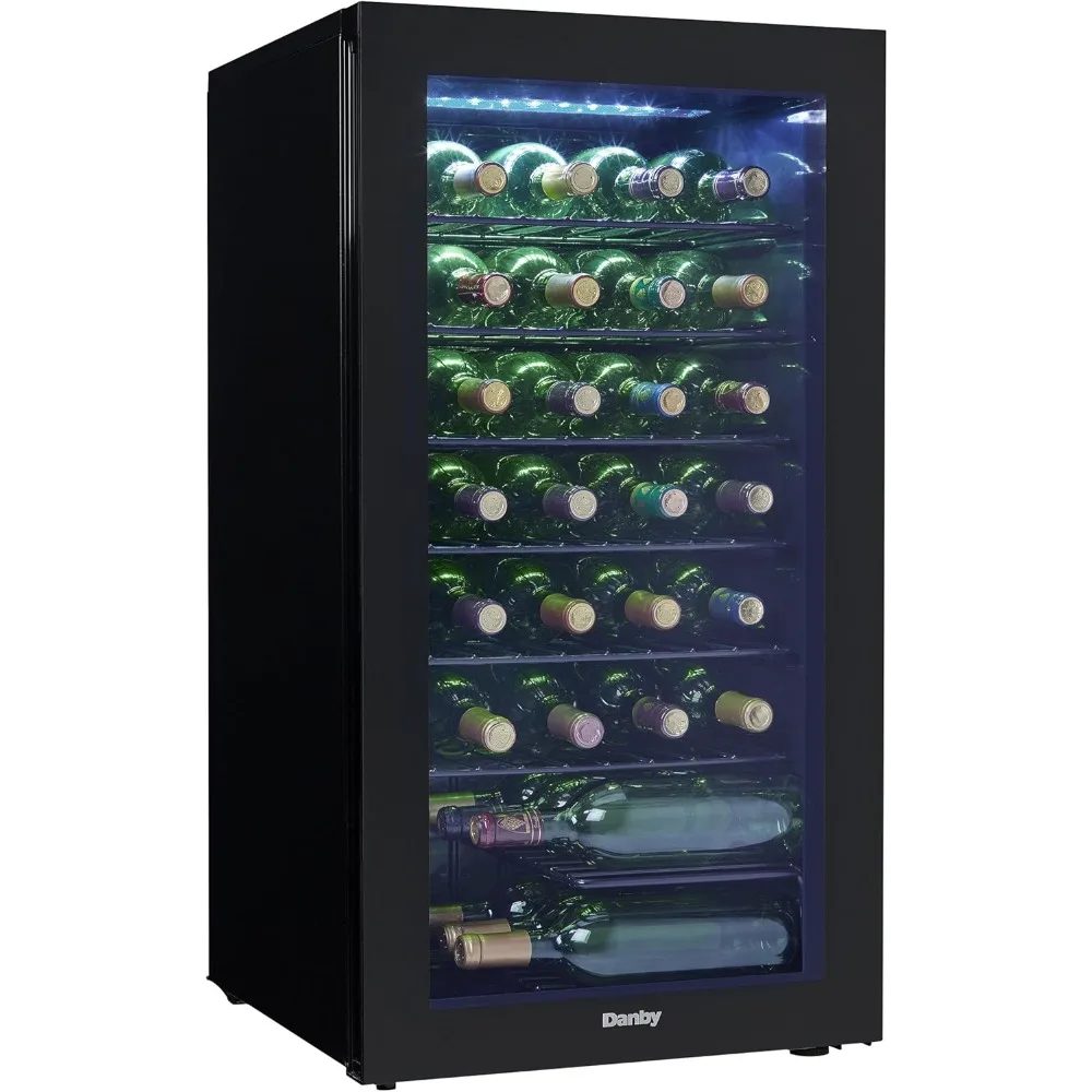 -6 3.3 Cu. Ft. Free Standing Wine Cooler, Holds 36 Bottles, Single Zone Drinks Fridge with Glass Door-Beverage Chiller