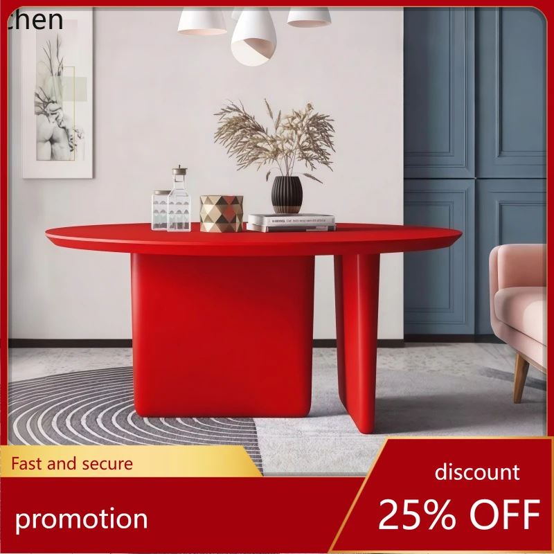 

HXL Round Dining Table Minimalist Rectangular Office Desk Solid Wood Negotiation Coffee Table