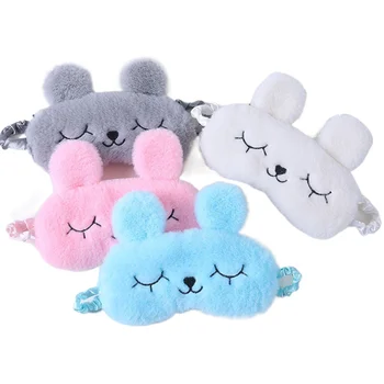 1Pc Cute Cartoon Rabbit Plush Sleeping Eye Mask Wygodna maska do spania Sleep Aid Traveing Home Shading Light Eye Cover Eyeshade