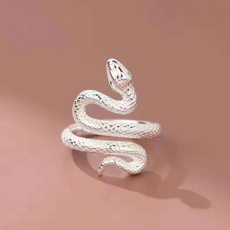 Women's Long Dragon Ring with Red Zircon