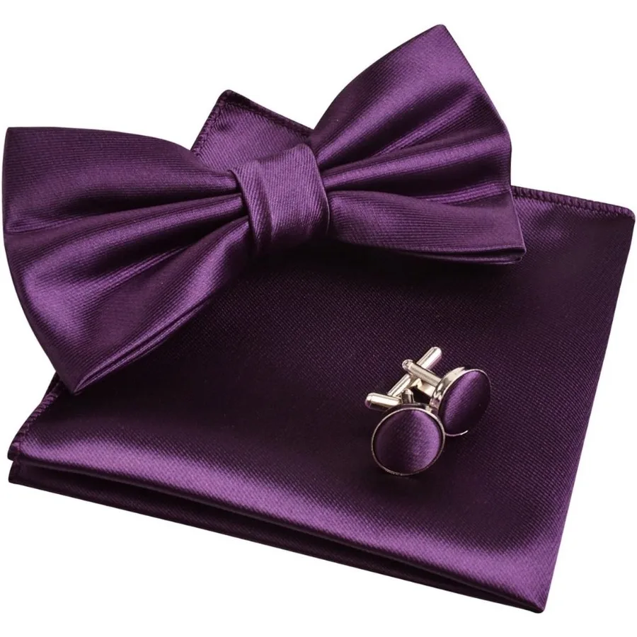 مجموعة ملابس رسمية أنيقة للرجال تتضمن ربطة عنق سهرة وجيب مربع وأزرار أكمام مثالية لمناسبات BlackTie وحفلات الزفاف والجل