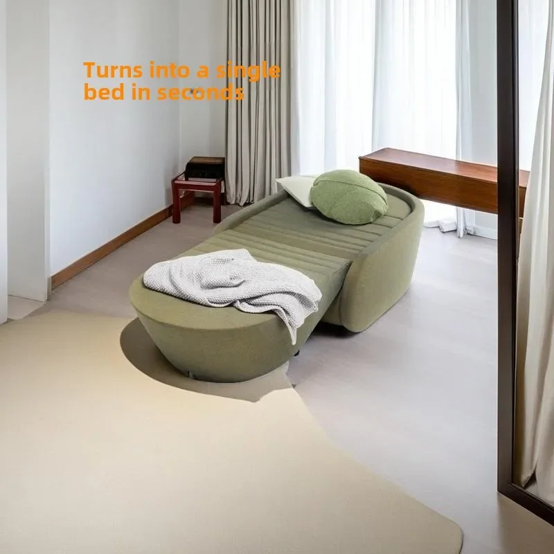 Single folding sofa bed dual-purpose small apartment multi-functional double-seat fabric leather sofa