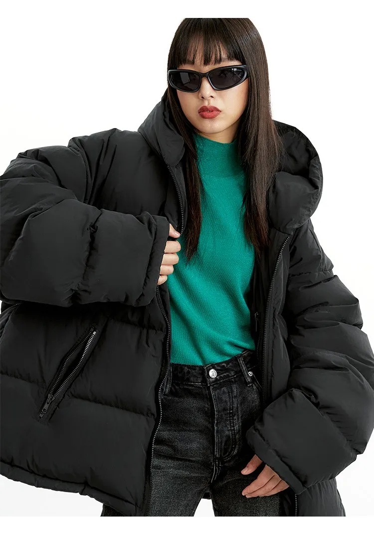 So Hot That You'Ll Sweat~ Duck down Oversized down Jacket, Unisex, 2026 Winter New Style, Loose Black Hooded Coat