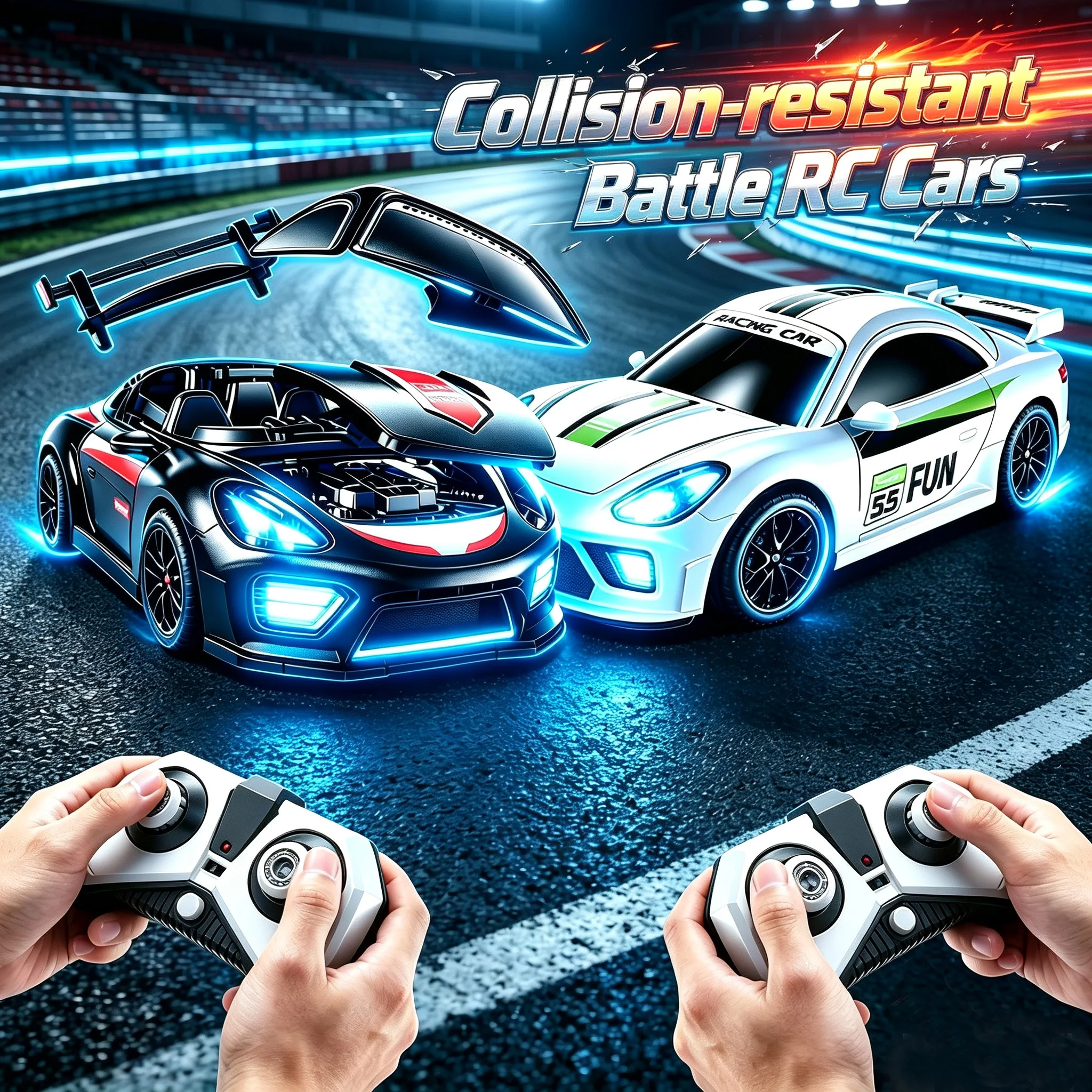 1:16 RC Drift Car Battle Racing Cars 2.4G 4WD LED Lights High Speed Racing Vehicle 2 Speed Modes Toy Gift for Kids Adults