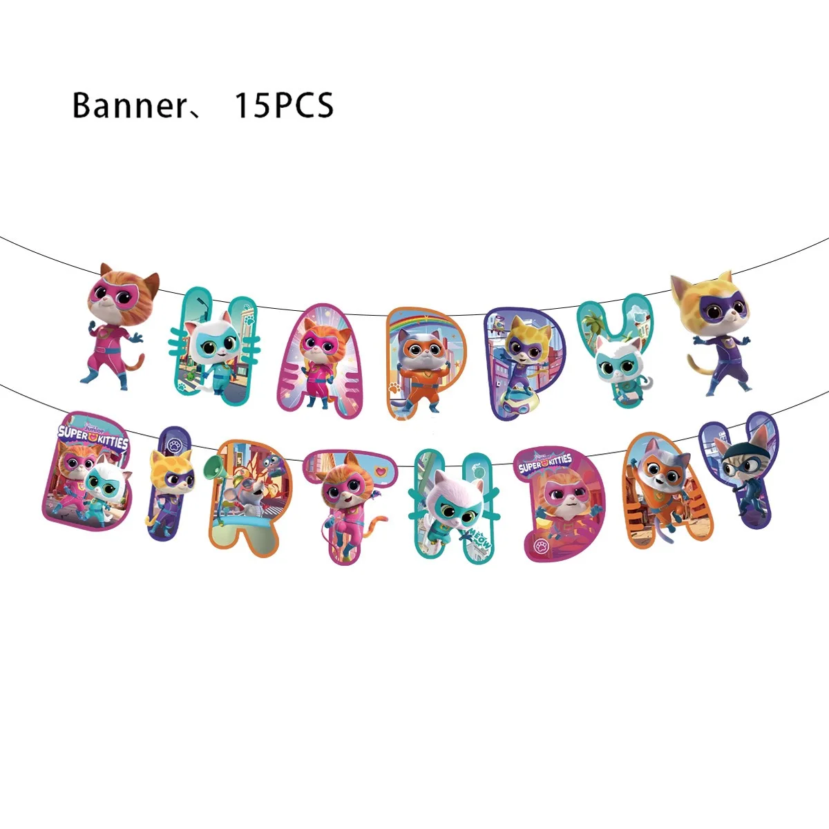 Superkitties Happy Birthday Party Decor Paw Meow Cat Super Kitties Geschirr Tischdecke Teller Tasse Geschenkset Kinderparty-Spielzeug