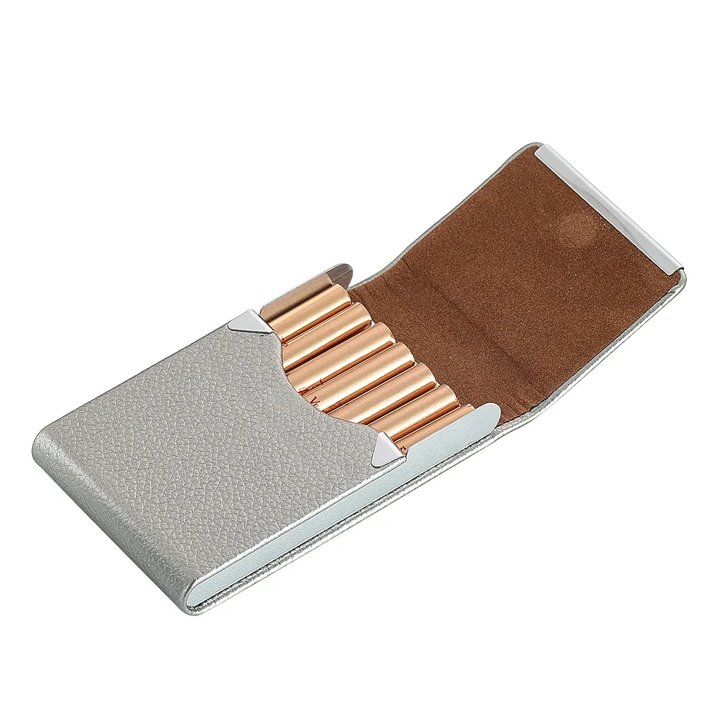 

1PC Vertical Stainless Steel Leather Mini Cigarette Case Box Magnetic Cover Portable Smoking Props for Men Gift Accessories