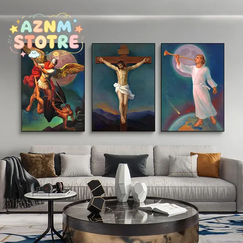 Catholic Art Holy Mother of God，Jesus Christ ，Saint Nicholas Canvas Painting Posters Wall Art Picture for Living Room Home De