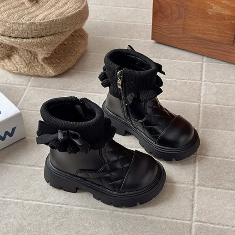 2025 Autumn Winter New Children Short Boots for Girls Fashion Korean Style Soft Bottom Anti-slippery Versatile Princess Shoes