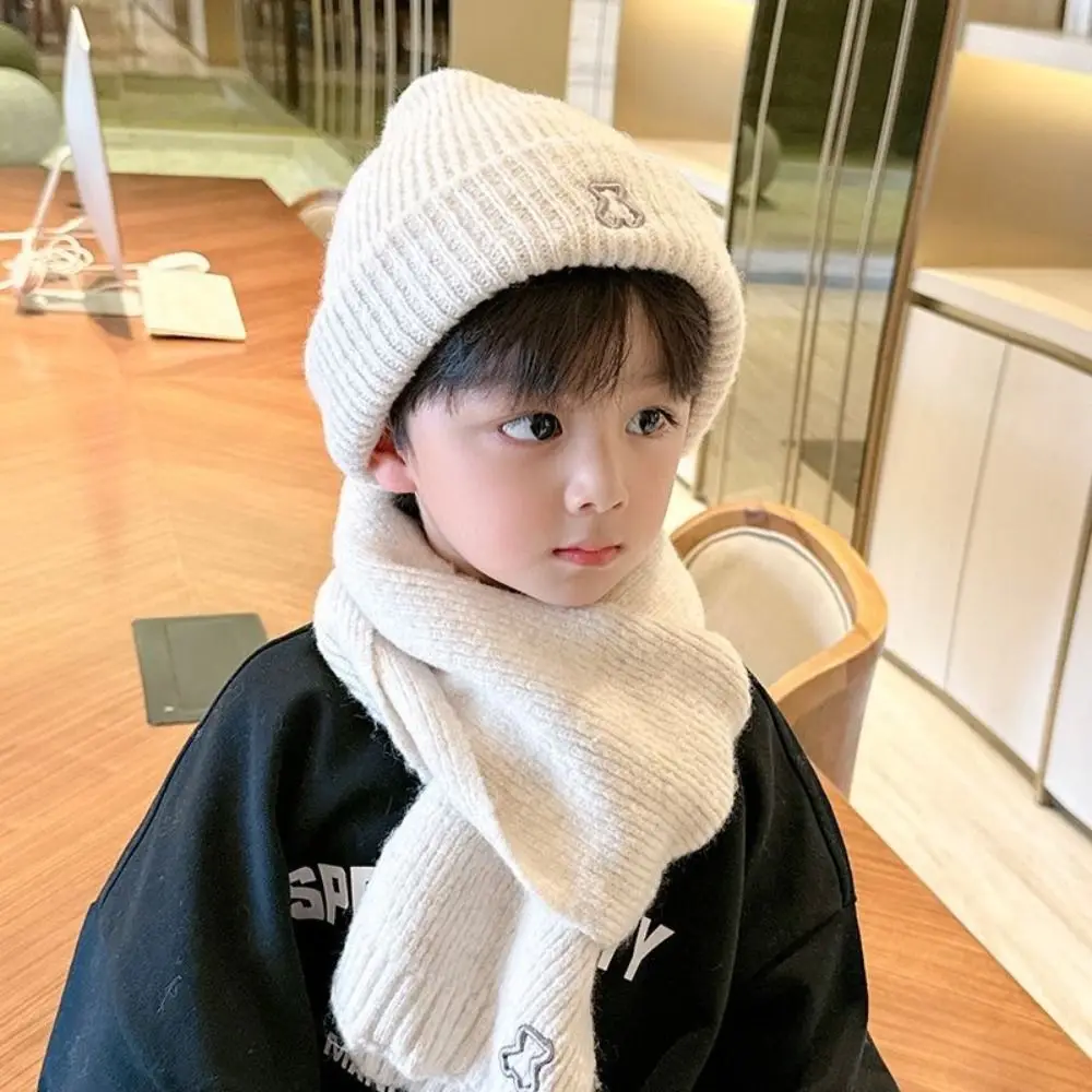 Fashion Autumn Winter Hat Scarf Set Cute Thick Warm Scarf Cold Proof Windproof Knit Hat for Baby