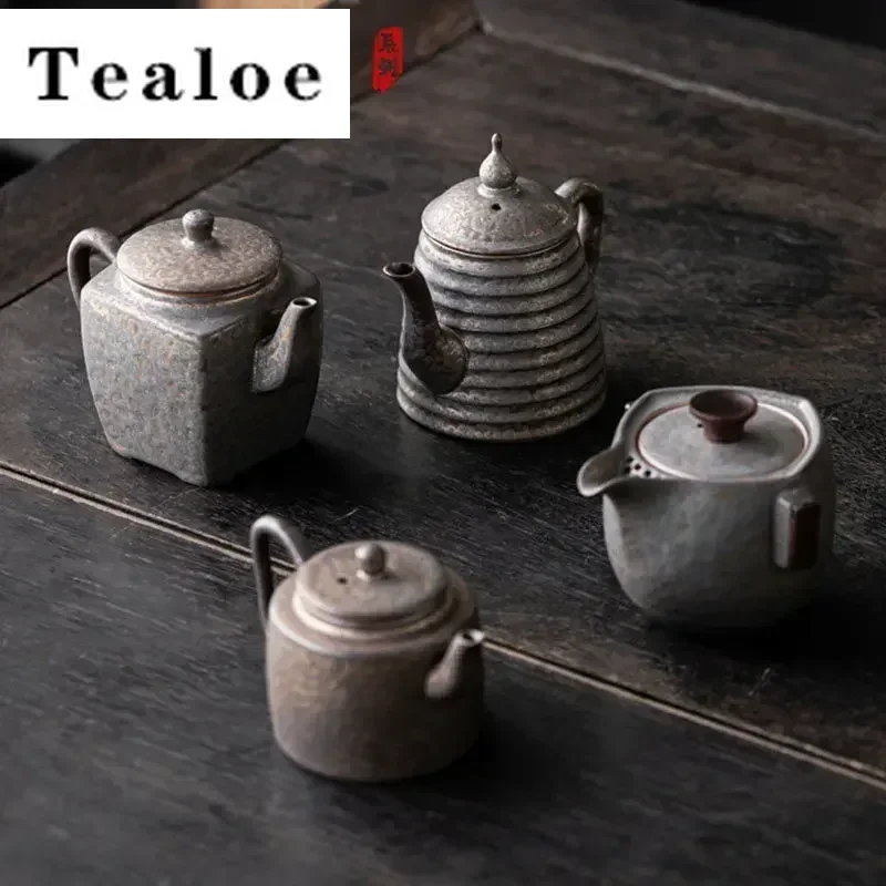 

Retro Gilt Rust Glazed Ceramic Tea Pot Handmade Anti-scald Tea Maker Lid Bowl Pot Small Kettle with Filter Kung Fu Tea Set Gift