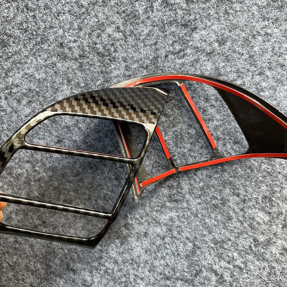Car Accessories Carbon Fiber Look Steering Wheel Button Bezel Molding Sticker For Hyundai Kona 2018 2019 2020 2021 2022