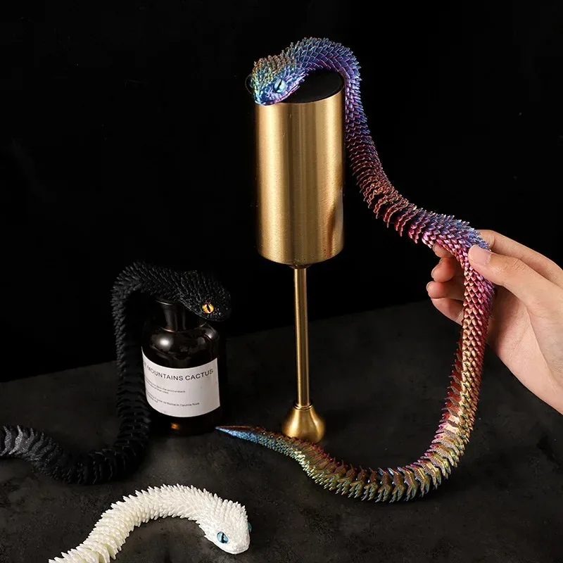 1Pc 3D Printed All Body Mobile Bendable Joint Snake Model Car Desktop Ornament Room Home Decoration Articulated Python Figurines