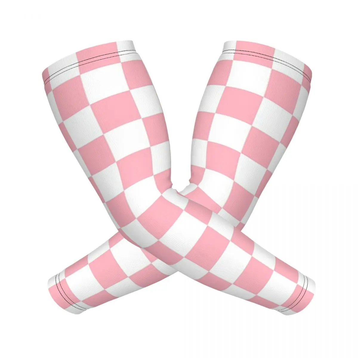 ピンク ホワイト チェッカーボード パターン アームスリーブ 男性 女性 太陽 UV 保護 タトゥー カバーアップ スポーツ クーリング サイクリング