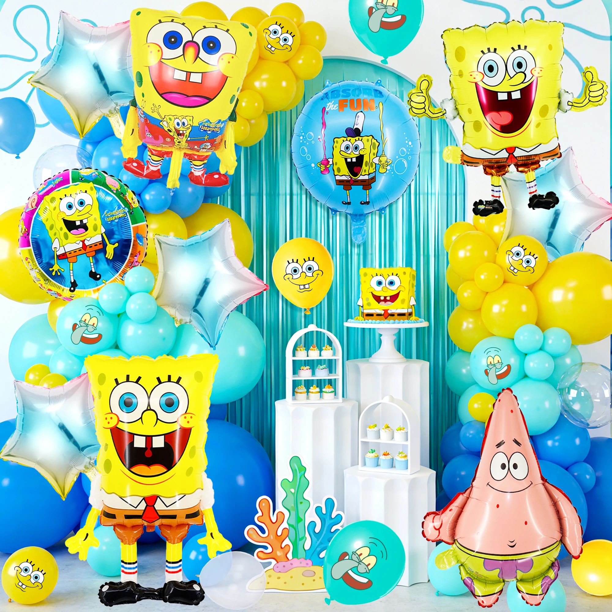72-teiliges SpongeBob Geburtstags-Dekorationsset - SpongeBob Themenparty Latex- und Folienballons für SpongeBob Ballon-Partydekoration und Gastgeschenke