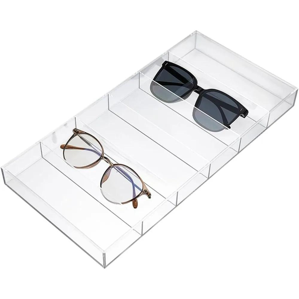 

6-Slot Clear Sunglass Organizer Acrylic Glasses Holder Eyeglass Display Case Sunglasses Rack Stackable Eyewear Displa