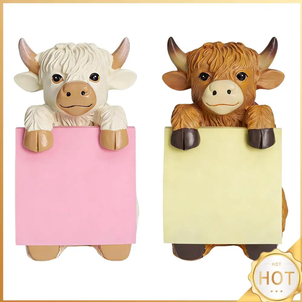 

Highland Cow Pop Up Sticky Notes Dispenser Includes 1 Pack of Sticky Notes Resin Cute Desk Decor for Office & Home